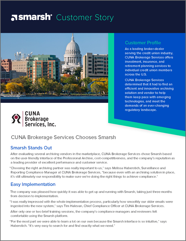 CUNA Brokerage Services Chooses Smarsh to Stay Ahead of Risk