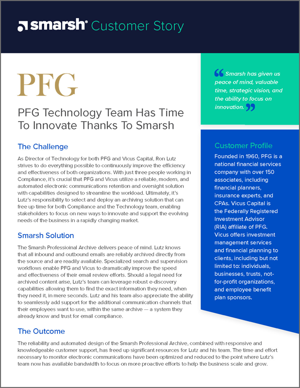 PFG Technology Team Has Time to Innovate Thanks to Smarsh